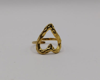 PVD-beschichtet Echtvergoldet 18 Karat Gold Geometrisch Blatt Herzform Edelstahl 304 Elegant Retro Wasserfest Anlaufgeschützt Offener Ring