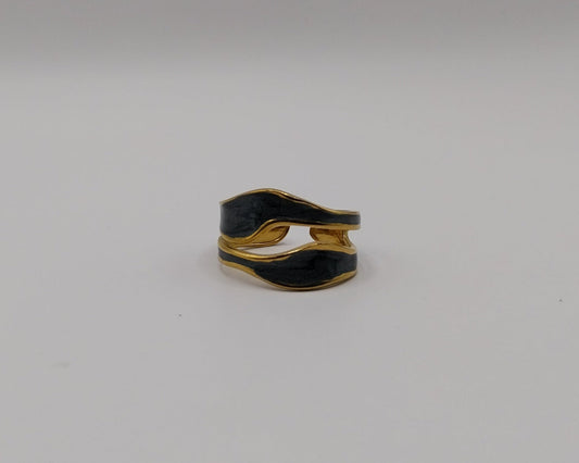 Offener Ring: Schwarz Edelstahl 304