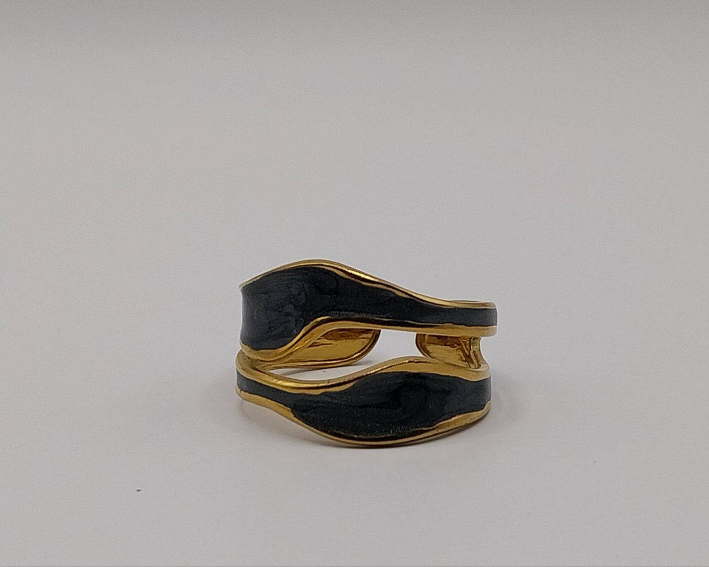 Offener Ring: Schwarz Edelstahl 304