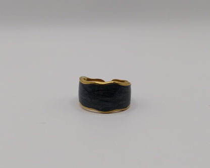 Geometrischer Ring aus Edelstahl: Schwarz