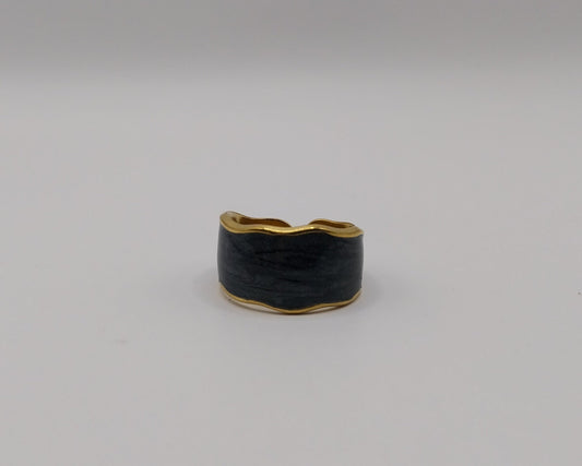 Geometrischer Ring aus Edelstahl: Schwarz