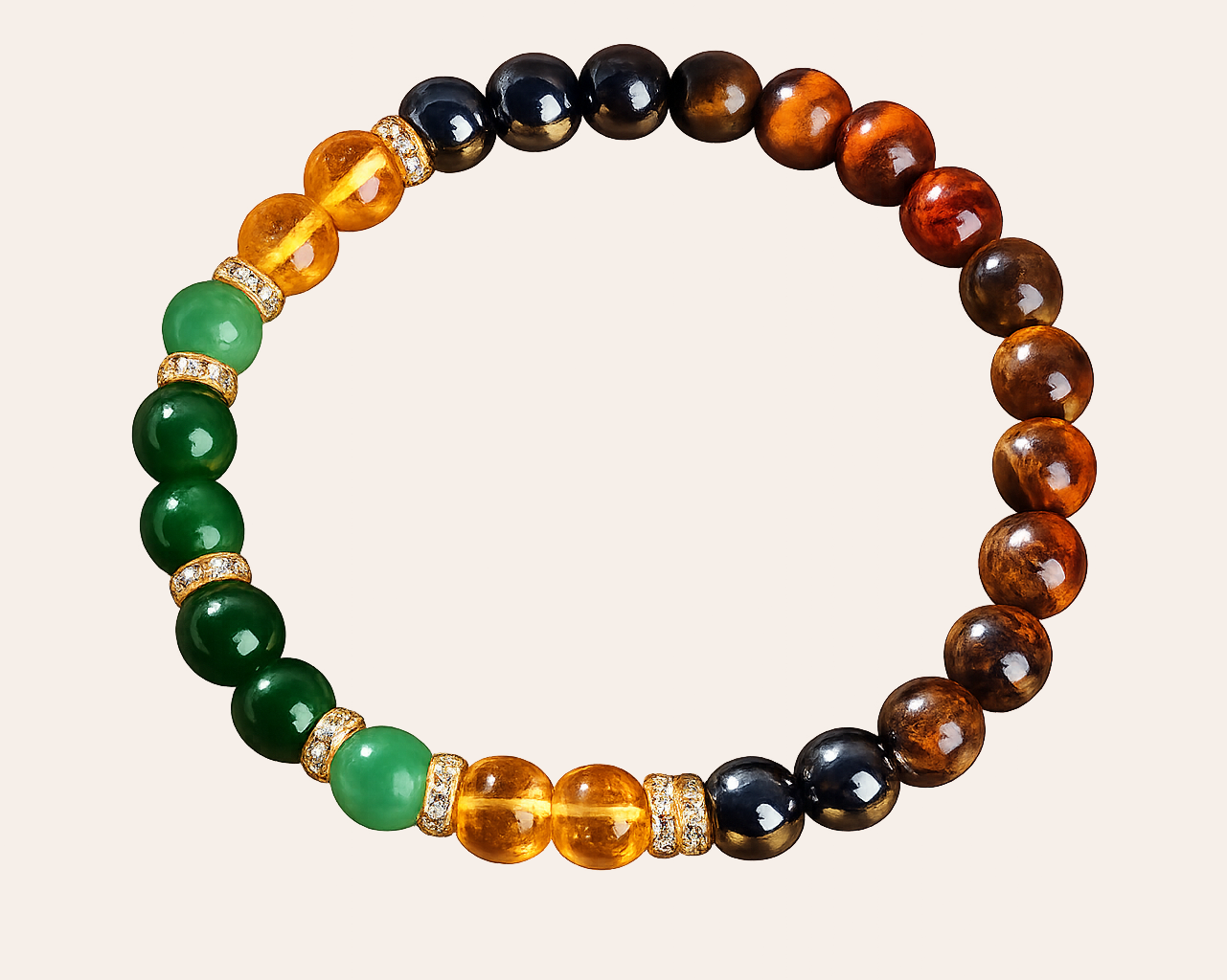 Attract money & good luck: Perlenarmband mit Naturstein
