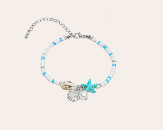 Beach-inspired adjustable bracelet with charms