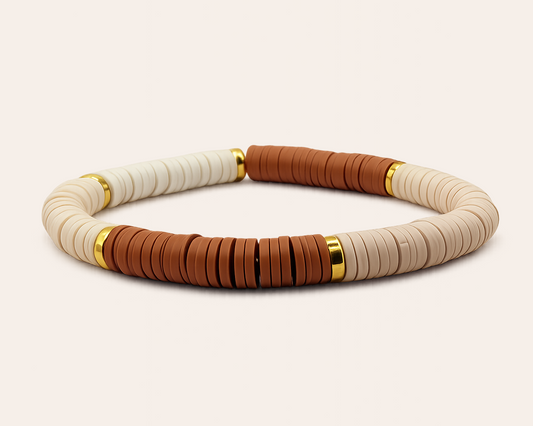 Handgemachtes Armband – Braun, Beige, Weiß