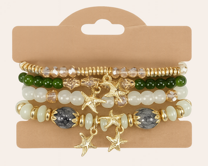 Beaded bracelet with starfish charms
