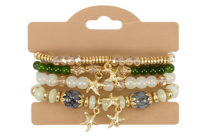 Beaded bracelet with starfish charms