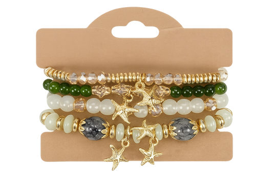 Beaded bracelet with starfish charms