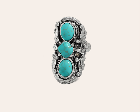 Bohemian ring with turquoise accents
