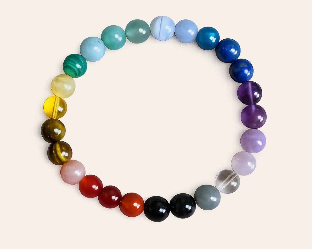 7 Chakras: Perlenarmband mit Naturstein