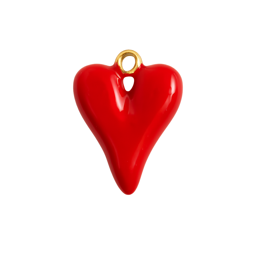 Heart-shaped charm with gold loop