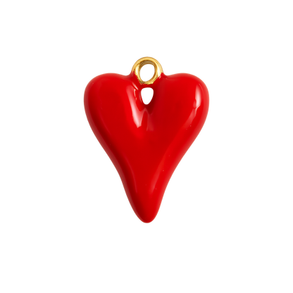 Heart-shaped charm with gold loop