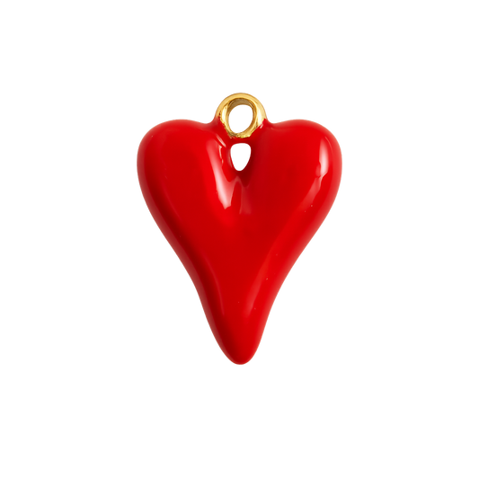Heart-shaped charm with gold loop