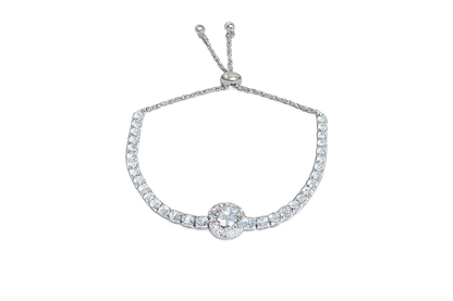 Silberfarbenes Tennisarmband mit funkelnden Zirkonia-Steinen