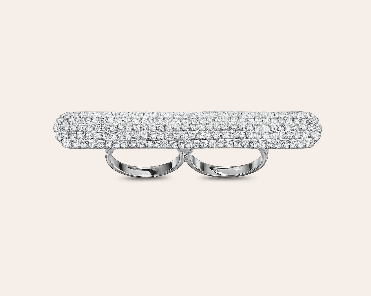 Strass double-finger ring
