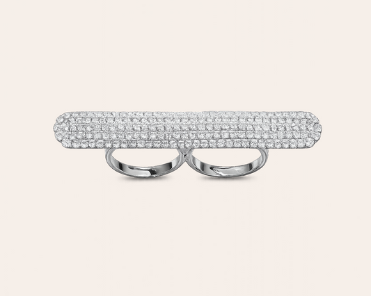 Strass double-finger ring