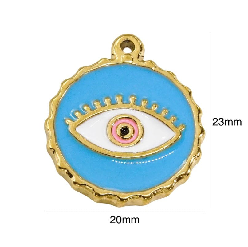 Waterproof: Evil eye charm with gold accents
