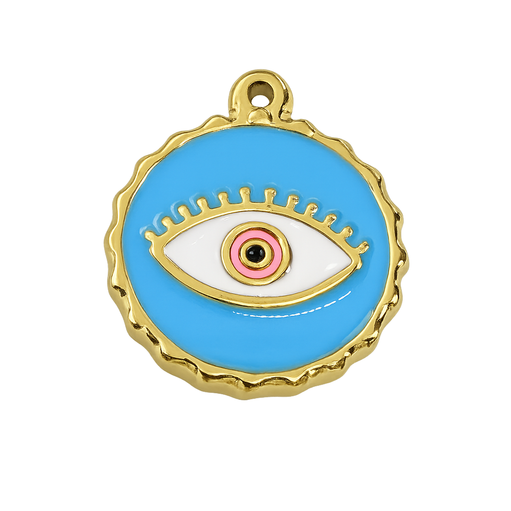 Waterproof: Evil eye charm with gold accents