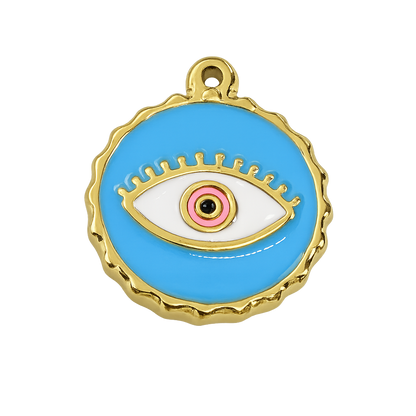 Waterproof: Evil eye charm with gold accents