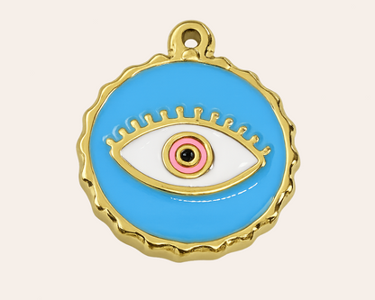 Waterproof: Evil eye charm with gold accents