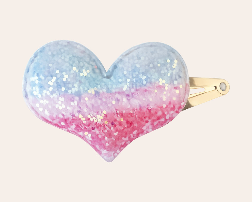Schmucku Minis – Glitzernde Herz-Haarklammern mit bunten Pailletten