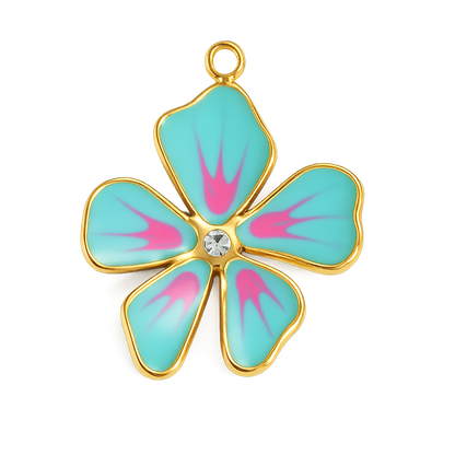 Gold-tone flower charm with gemstone