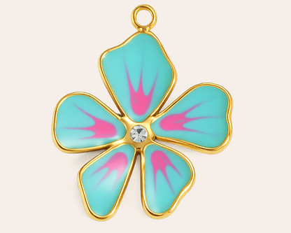 Gold-tone flower charm with gemstone