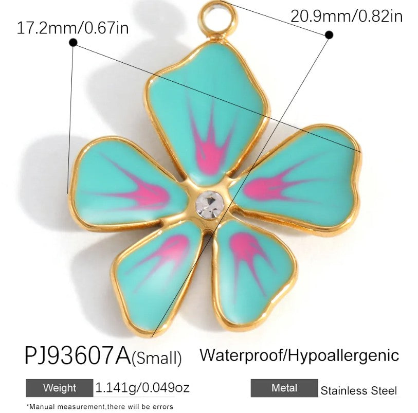 Gold-tone flower charm with gemstone