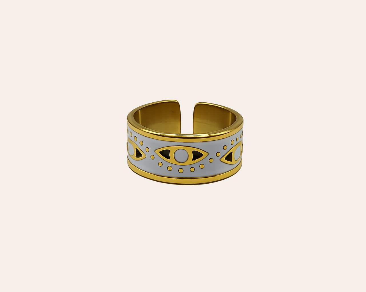 Verstellbarer Edelstahl Ring mit Emaille-Design