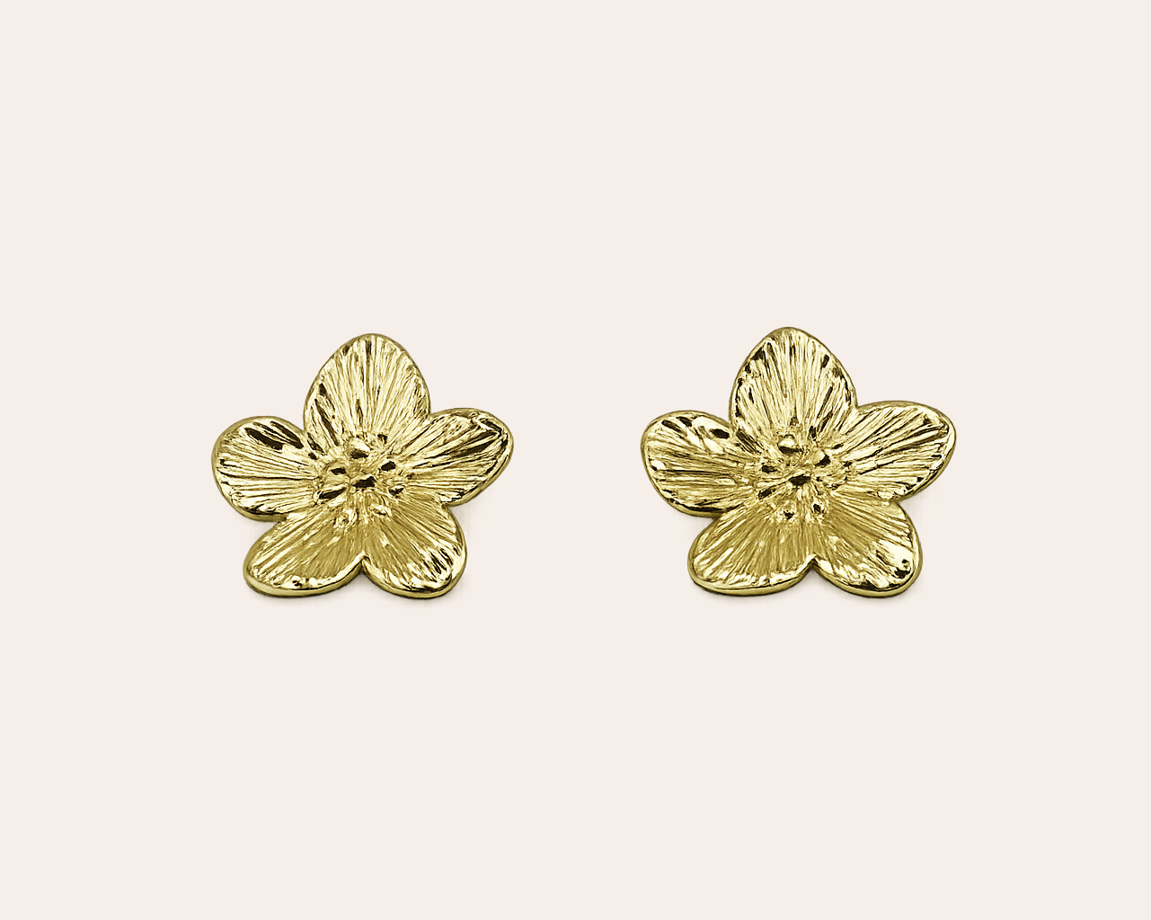 Damen Ohrringe aus Edelstahl – Goldfarbenes Blumen Design, wasserfest & langlebig