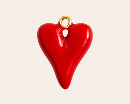 Heart-shaped charm with gold loop