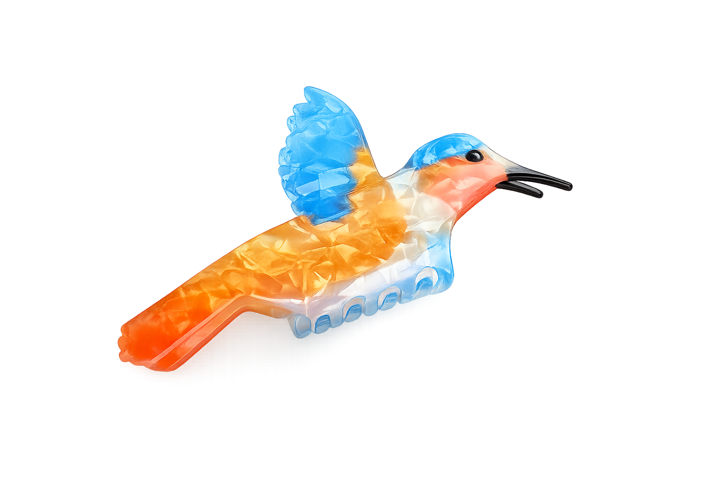 Haarklammer Kolibri – Blau & Orange