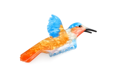 Haarklammer Kolibri – Blau & Orange