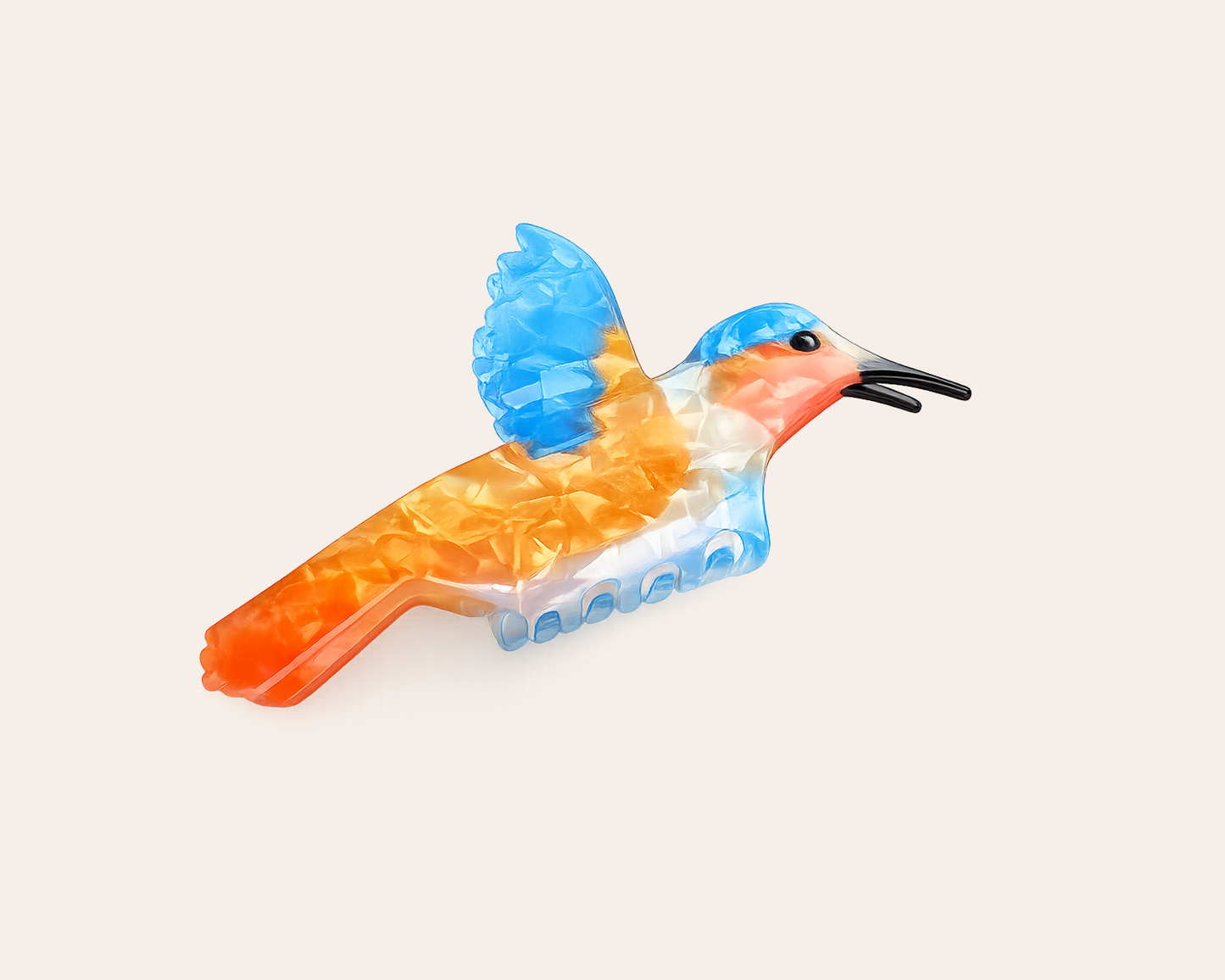 Haarklammer Kolibri – Blau & Orange