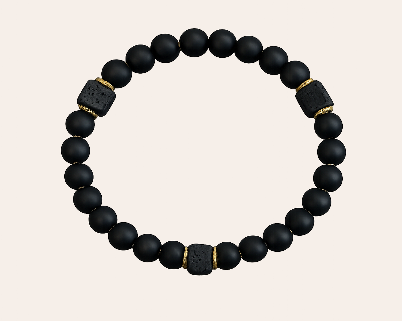 Matte black and gold : Perlenarmband