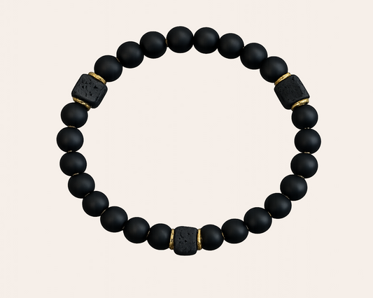 Matte black and gold : Perlenarmband