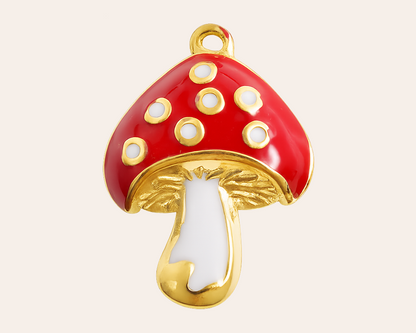 Waterproof: Mushroom charm with gold accents
