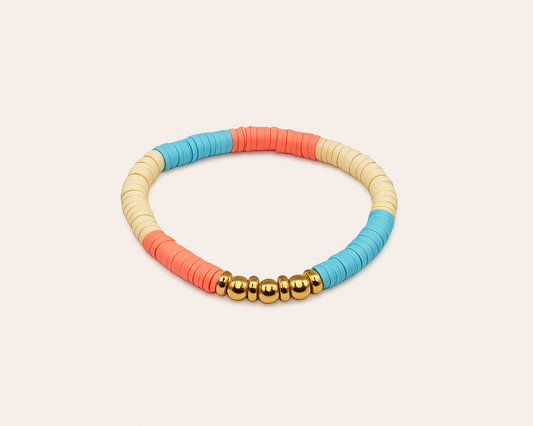 🌺 Handgemachtes Armband Türkis mit goldfarbenen Details 🌺