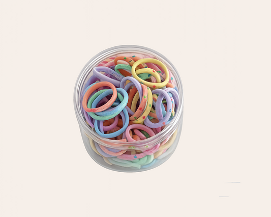 Schmucku Minis – Blumenbunte Stoff-Haargummis für Kinder (100er-Set)
