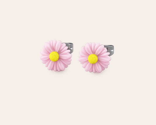 Schmucku – Blumen Ohrstecker aus 304 Edelstahl mit Harz- Pink| Wasserfest & Hautfreundlich