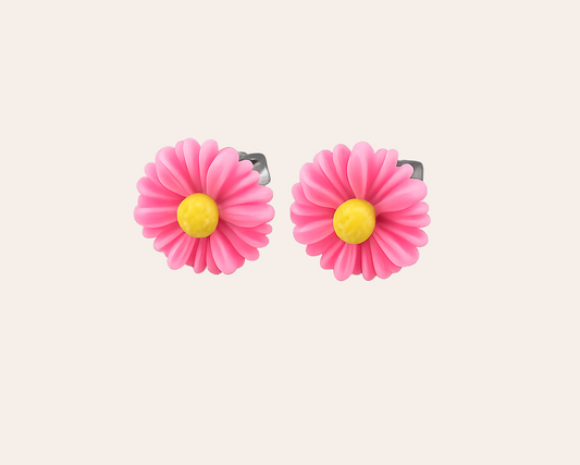 Schmucku – Pink Blumen Ohrstecker aus 304 Edelstahl mit Harz | Wasserfest & Hautfreundlich