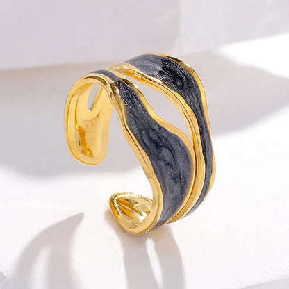 Offener Ring: Schwarz Edelstahl 304