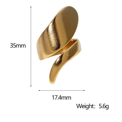 PVD-beschichtet Echtvergoldet 18 Karat Gold Geometrisch Blatt Herzform Edelstahl 304 Elegant Retro Wasserfest Offener Ring