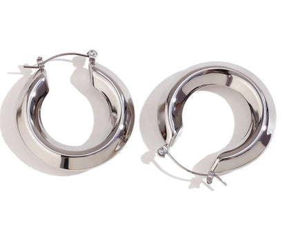 Wasserfeste Creolen aus Edelstahl 304 in Silber – Glänzende 36 mm Reifohrringe für Damen | Hypoallergen & Anlaufgeschützt
