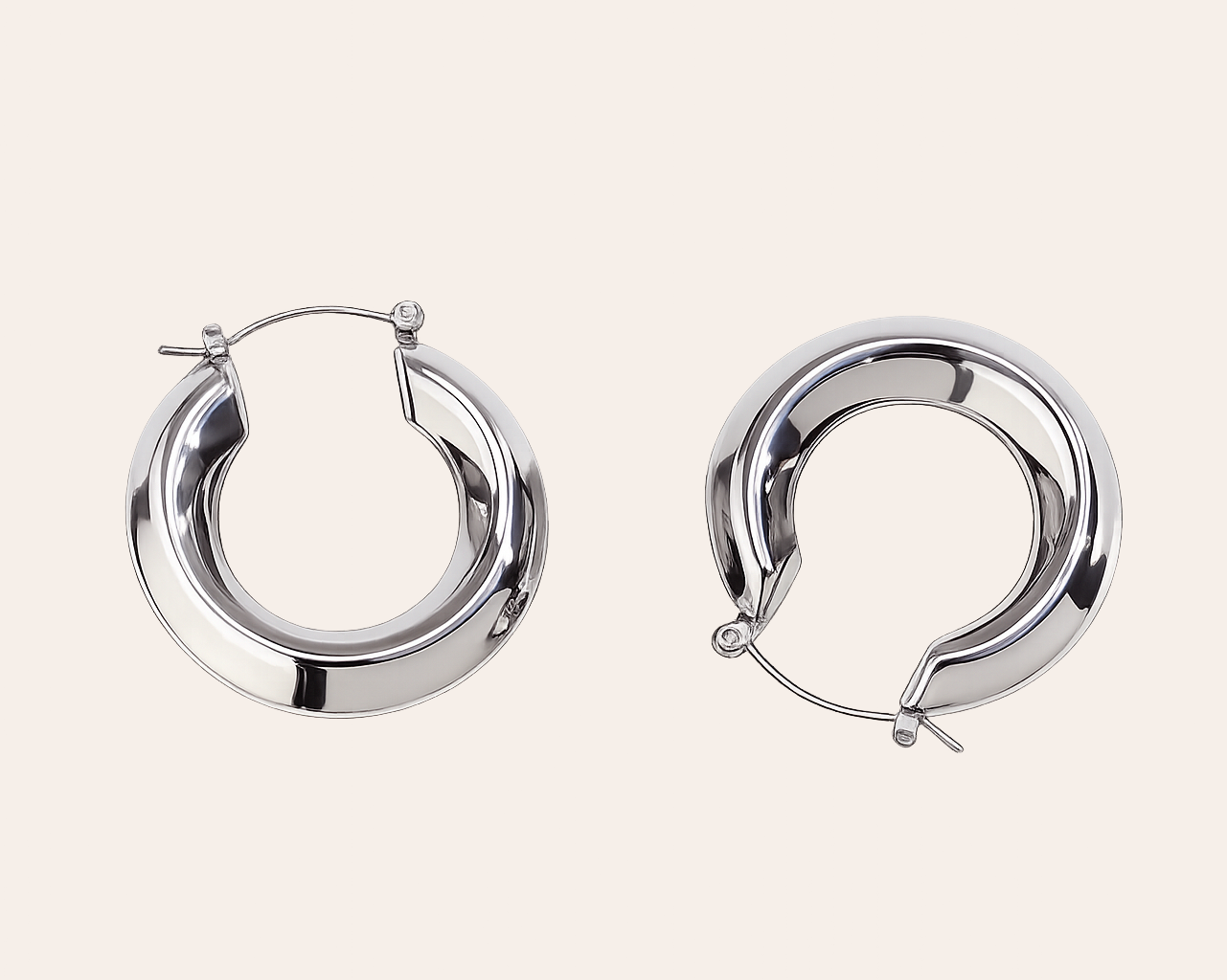 Wasserfeste Creolen aus Edelstahl 304 in Silber – Glänzende 36 mm Reifohrringe für Damen | Hypoallergen & Anlaufgeschützt