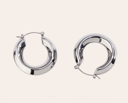 Wasserfeste Creolen aus Edelstahl 304 in Silber – Glänzende 36 mm Reifohrringe für Damen | Hypoallergen & Anlaufgeschützt