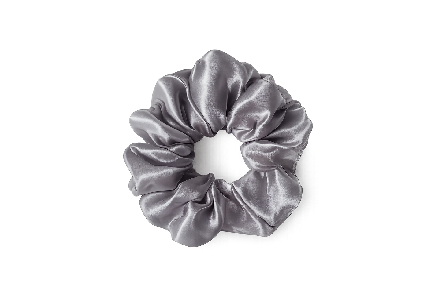 Silvery-grey satin scrunchie