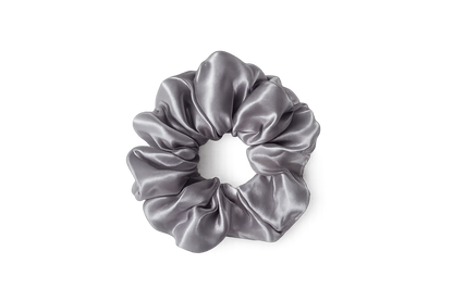 Silvery-grey satin scrunchie
