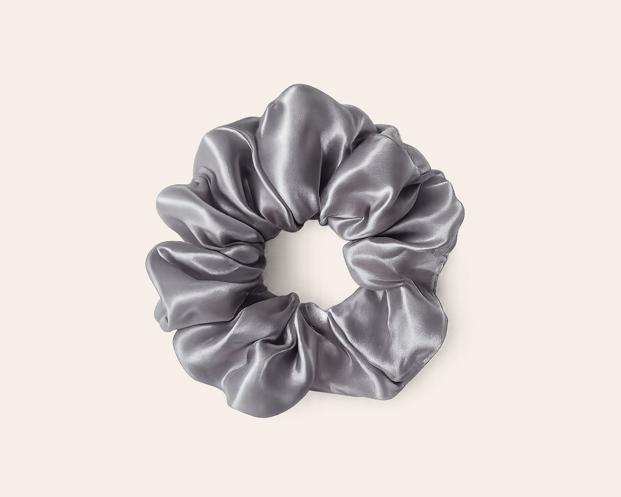 Silvery-grey satin scrunchie
