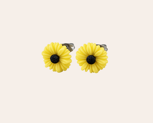 Schmucku – Sonnenblumen Ohrstecker aus 304 Edelstahl mit Harz| Wasserfest & Hautfreundlich