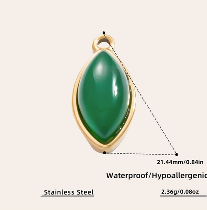 Teardrop charm with green stone